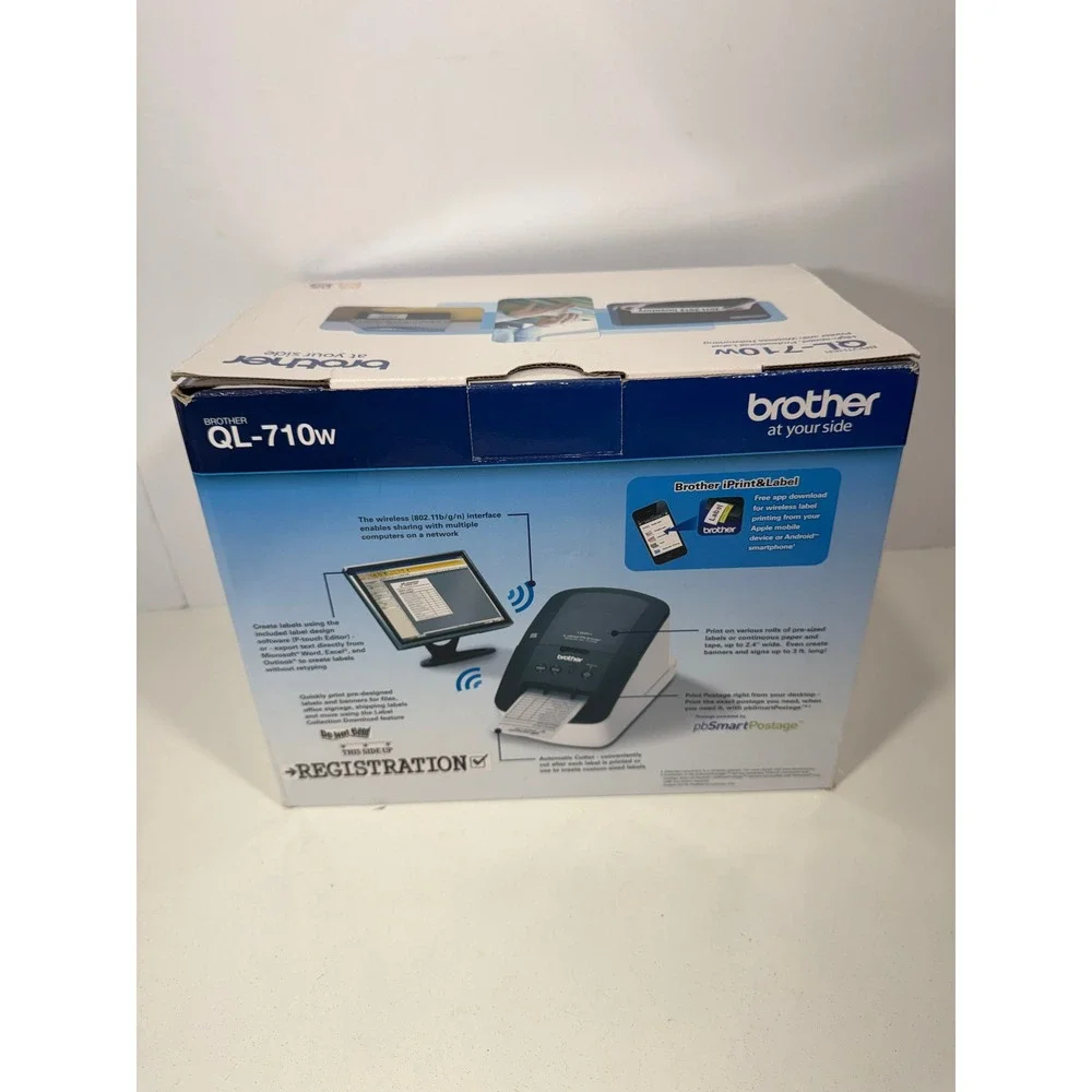 Brother QL-710W Wireless High-Speed Professional Thermal Label Printer Black Wh